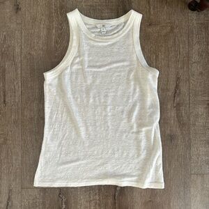 Banana Republic Linen Cutaway Tank XS White